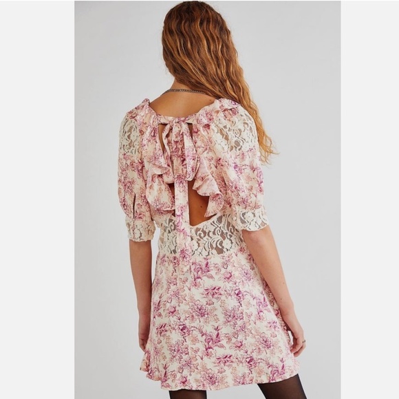 NWT Free People Backless Dress in Pink and Cream - Picture 2 of 13